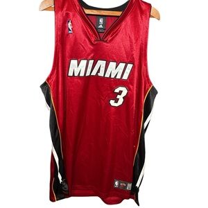 Vintage Adidas D Wade Miami Heat #3 Jersey Authentic Stitched Size 52 XXL